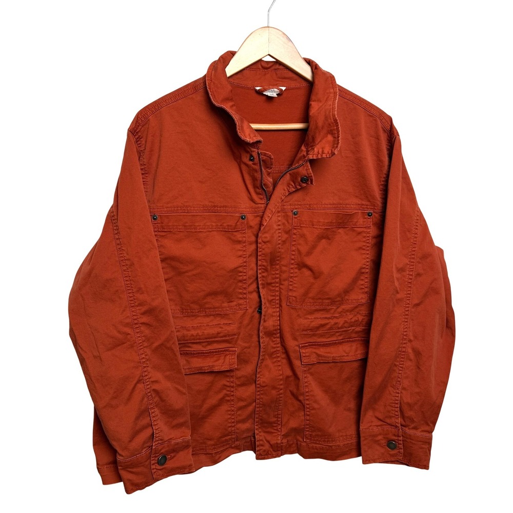 Women Casual Utility Field Jacket Barn Coat XXL Burnt Orange Rust Cotton Stretch
